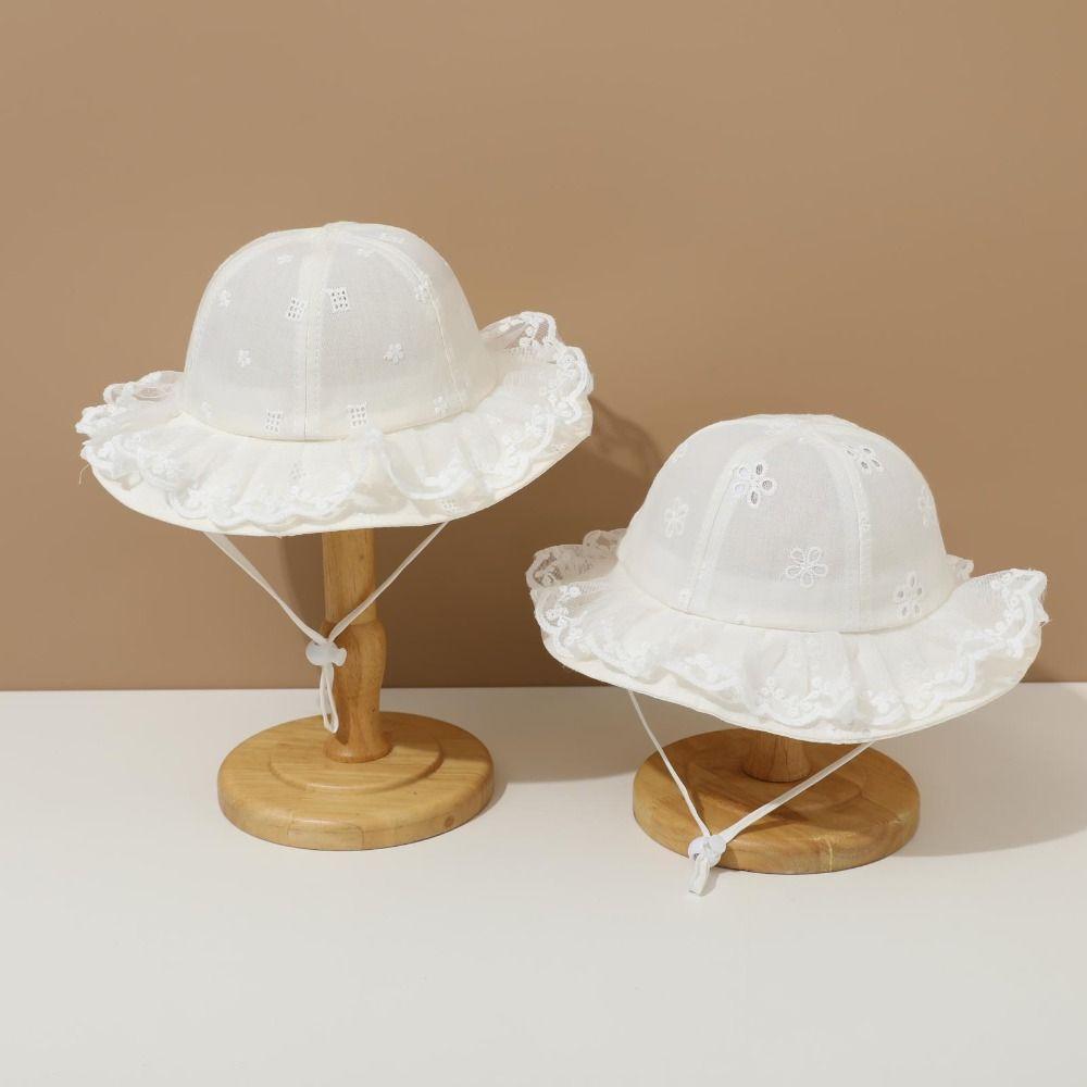 

Princess Toddler Sun Hat Sweet Baby Fishermen Hat Fashion White Lace Bucket Hat Newborn Style3