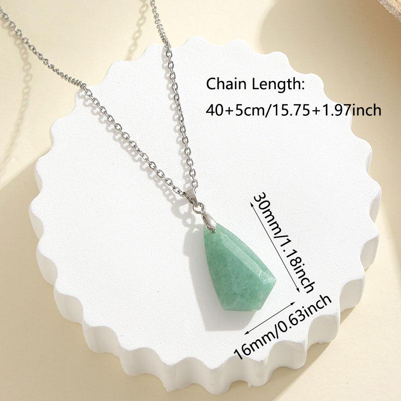 1pc Natural Stone Geometric Shape Pendant Necklace Amethyst Pink Crystal Charm Pendulum Necklace Jewelry Gifts