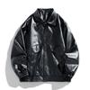 New PU leather men's lapel collar American leather jacket trendy men's casual jacket trendy Hong Kong style coat wide