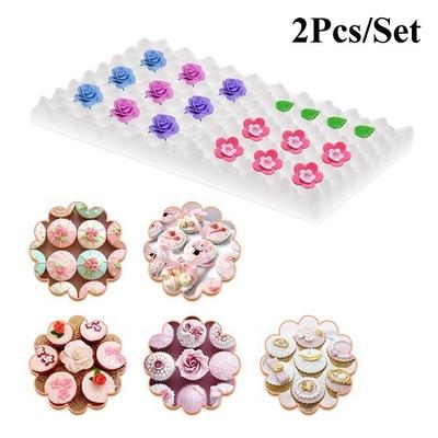 2Pcs/set Fondant Cake Chocolate Sugar Flower Drying Foam Decorating Bakeware Mat Shaping Sponge Pad
