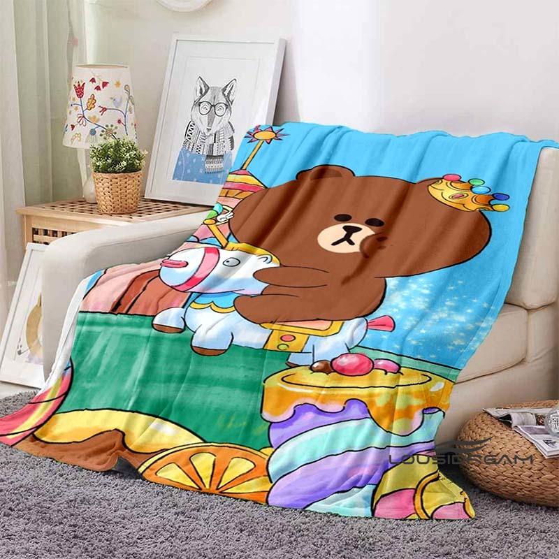 Cute BROWN & FRIENDS Blanket—Perfect for Use On Sofas, Beds, In Cars, Living Rooms, and Bedrooms. A Wonderful Gift for Children.