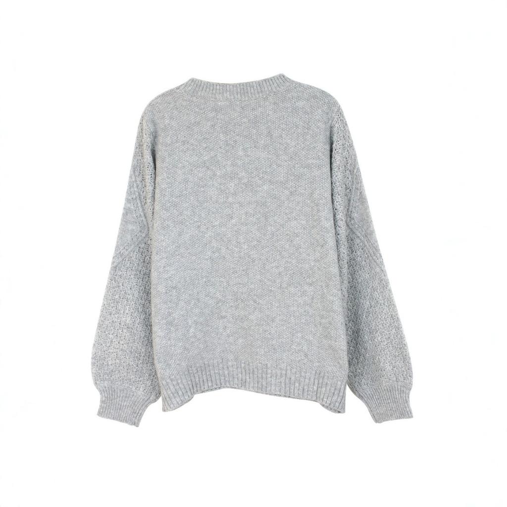 Women's Casual Round Neck Sweater - Long Sleeved, Ribbed Texture, Soft and Comfortable, Spring and Autumn Clothing | Round Neck Sweater | Texture