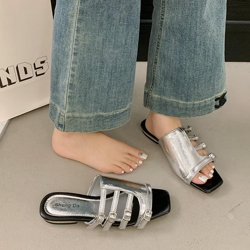 

Мода Новая Мода Бабочка-Узел Женские Балетки Тапочки Обувь Женская Квадратный Носок Летние Пляжные Шлепанцы Тапочки Сандалии Обувь для Женщин 40 серебряный