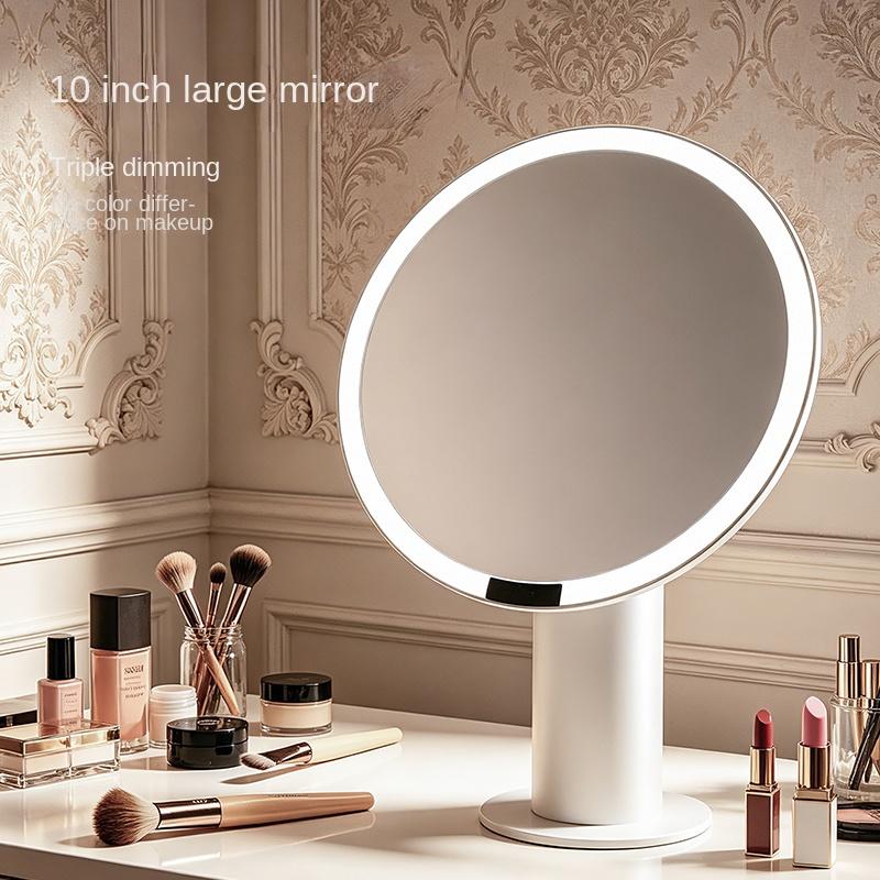 LED Vanity Mirror with Light, Tabletop Makeup Mirror, Portable Folding Beauty Mirror, High-Definition Large Mirror