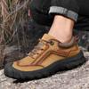 Men's Cowhide Boots Outdoor Non-slip Sports Ankle Boots Thickened Mountaineering Low-top Shoes Short Boots