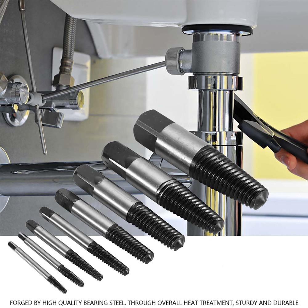 8pcs Easy Out Design Bolt Extractor Set Carbon Steel Broken Bolt Remover Plumbing Maintenance