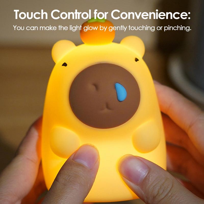 Capybara Night Light Multi-Color Lamp 3 Level Dimmable Touch-Sensitive Multi-Color Rechargeable Night Light For Kids Room Decor