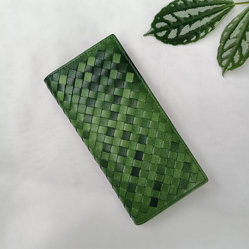 

Унисекс Кошелек из Натуральной Кожи Ручной Работы Плетеный Длинный Кошелек из Овчины, Легкий и Вместительный Картхолдер. 19cm x 9.5cm x 1.5cm