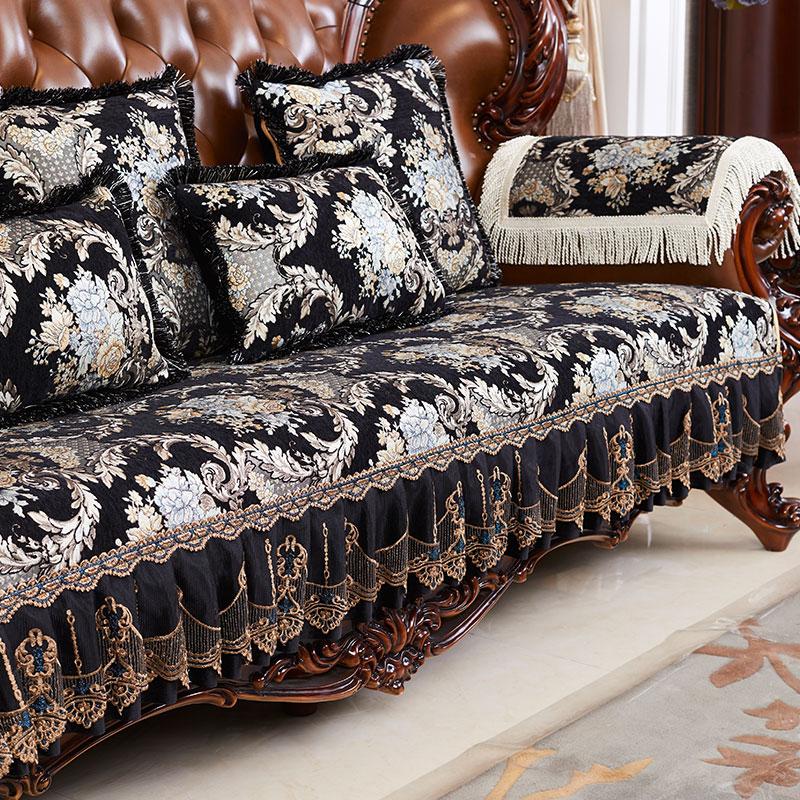 

Чехол на диван в европейском стиле для гостиной, домашний декор, роскошный кружевной чехол для дивана с вышивкой, Нескользящий чехол, подушка для дивана, полотенце l55x60