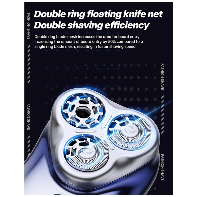 3D Floating Magnetic Blade Men Electric Shaver Mini Portable Beard Cutter Rechargeable Rotary Electric Shaver NONE