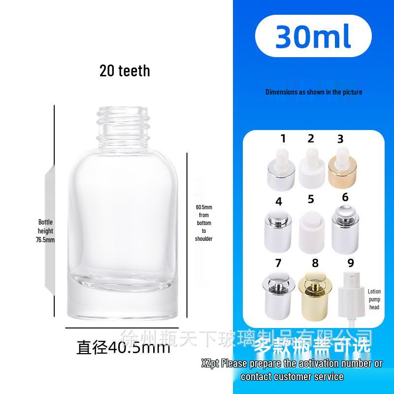 Clear Round Glass Dropper Bottle with Thick Base for Essential Oils and Serums