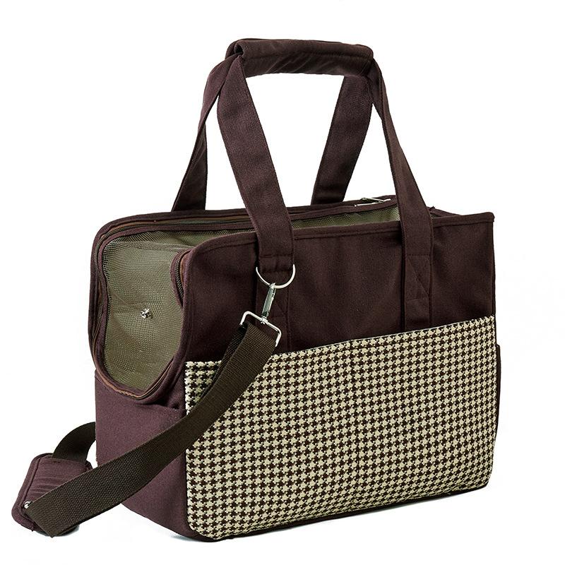 

Cotton Canvas Cat Bag Portable One-shoulder Dog Bag Portable Canvas Pet Bag темно-коричневого кольору