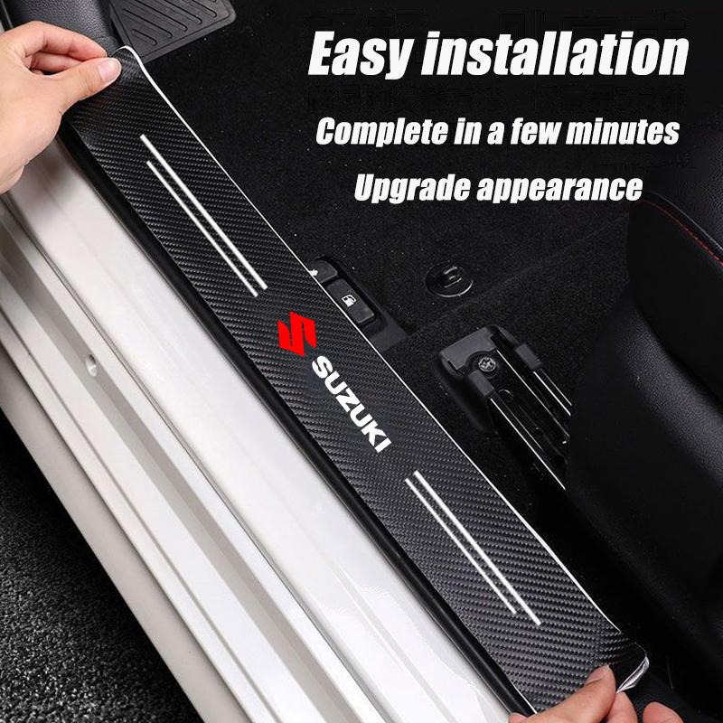 Car Anti-skid and Anti-scratch of Carbon Fiber Threshold Strip for Suzuki Swift Jimny Grand Vitara SX4 Samurai Spacia Liana Car