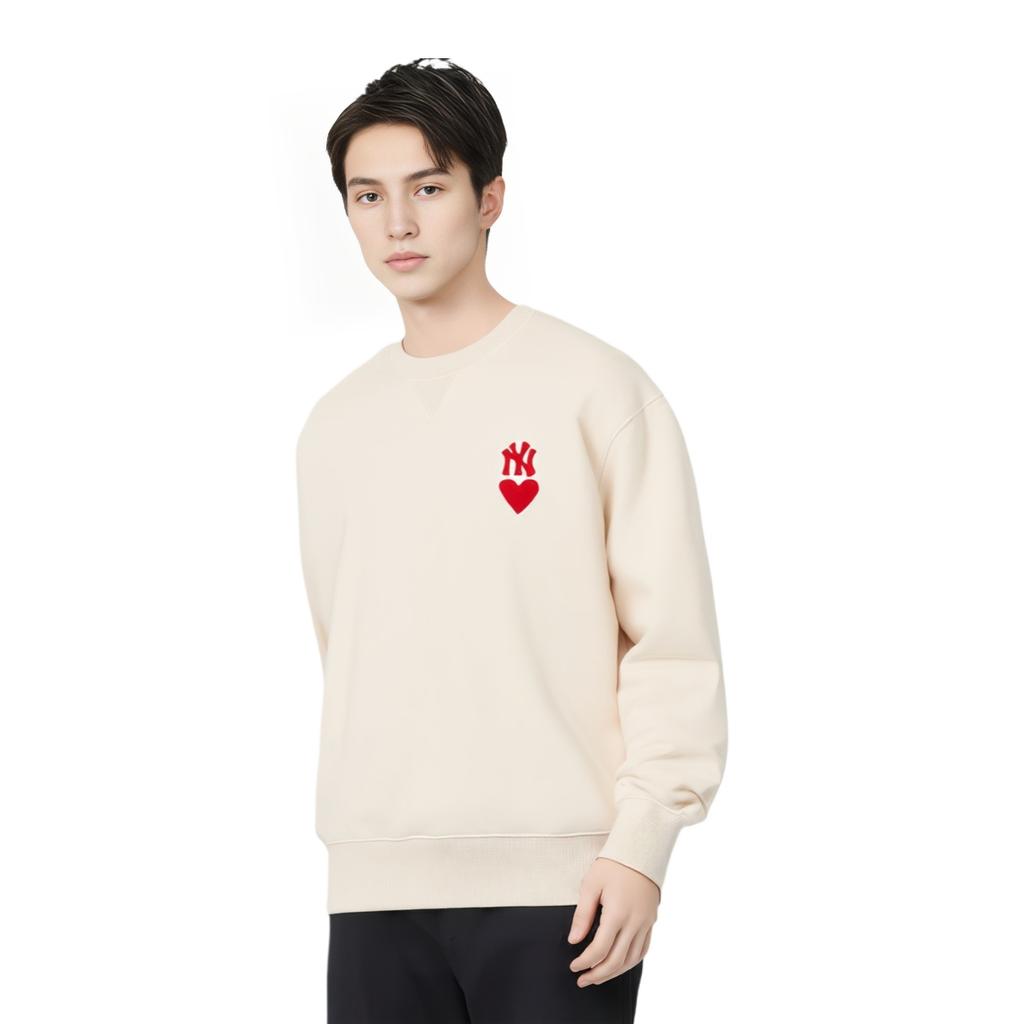 MLB New York Yankees Heart Logo Print Crewneck Sweatshirt Unisex Sweatshirt Cream 3AMTH0324-50CRS