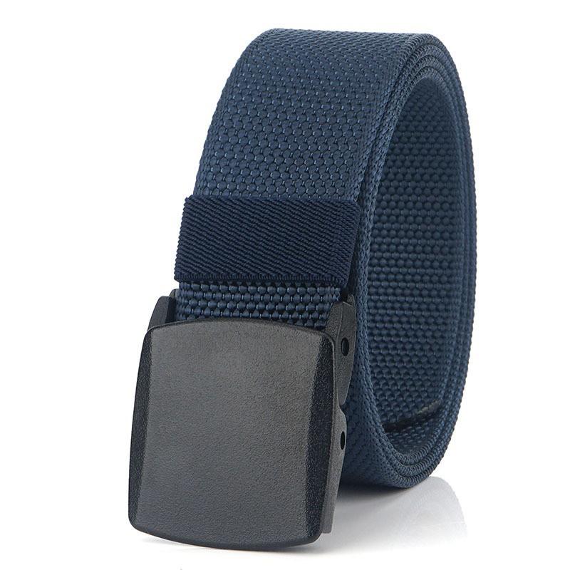 Men s Canvas Automatic Buckle Smooth Wide Waist Belt Casual Nylon Jeans Trousers 120cm королевский синий