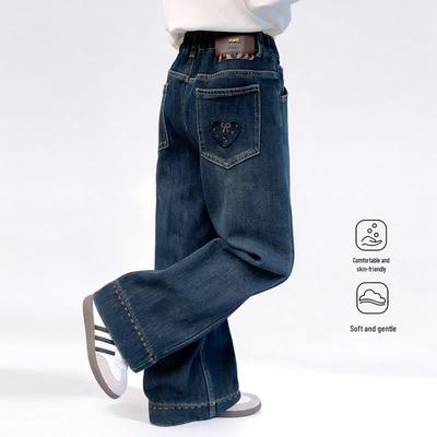 Girls' 2026 Autumn Stylish Wide-Leg Jeans