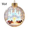 Christmas Gift Exchange Souvenirs Glowing Story Ornament, Mini Holiday Scene Light Up Ball Tree Hanging Ornaments Decoration, Acrylic Clear