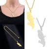 Stainless Steel Martinique Map Pendant Necklace Women Men Fashion Jewelry Silver/Gold Color Patriotism Country Choker