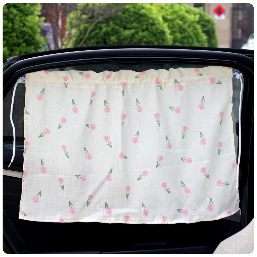 Cute Cartoon Window Shade Suction Cup Car Window Cover Universal Sunshade Curtain Car Interior