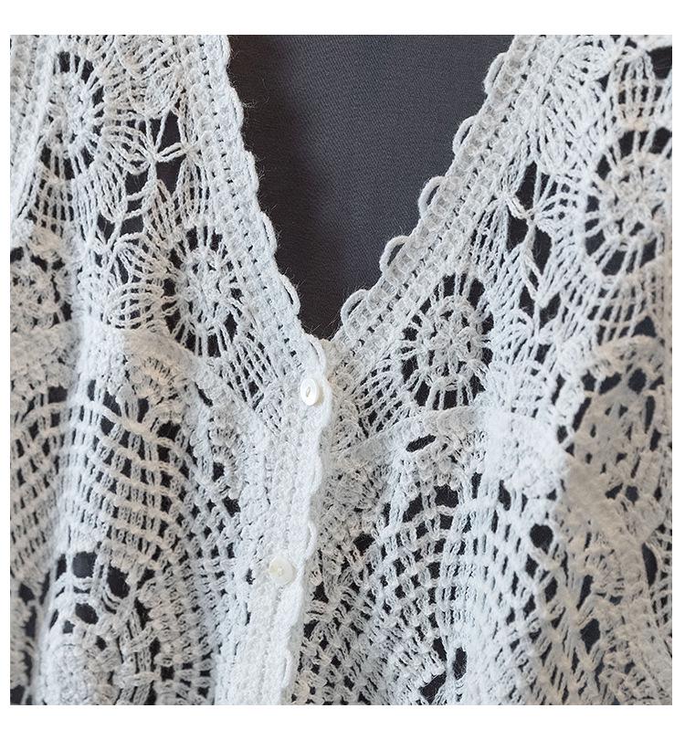 Elegant Plus Size Women's Floral Crochet T-Shirt and Vest Set - Korean Design