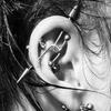 2PCS/Set Punk Stainless Steel Spike Industrial Piercing Floating Industrial Barbell Helix Earring Body Jewelry 16G for Men Women