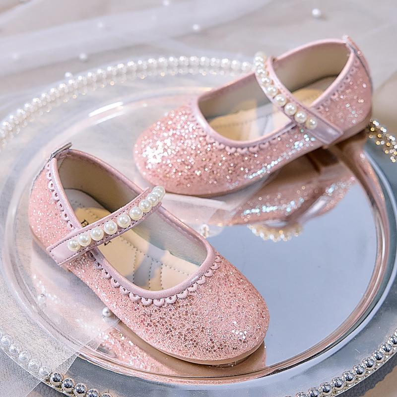 Girls' Autumn 2025 Sequin Closed-Toe Flats: Soft-Soled Princess Shoes for Performances & Formal Dresses