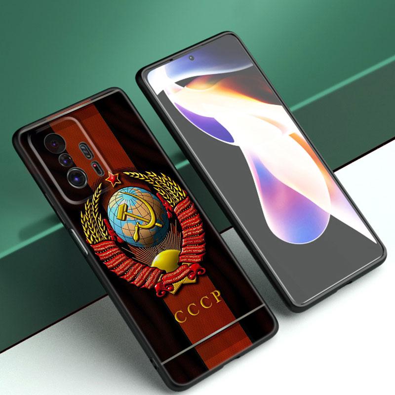 The USSR Flag Symbol Black Silicone Phone Case For Xiaomi Mi 9 SE 8 10T 11 12 13 Lite 9T 11T 12S 12T 13T 14 Pro 5G NE 11i 12X