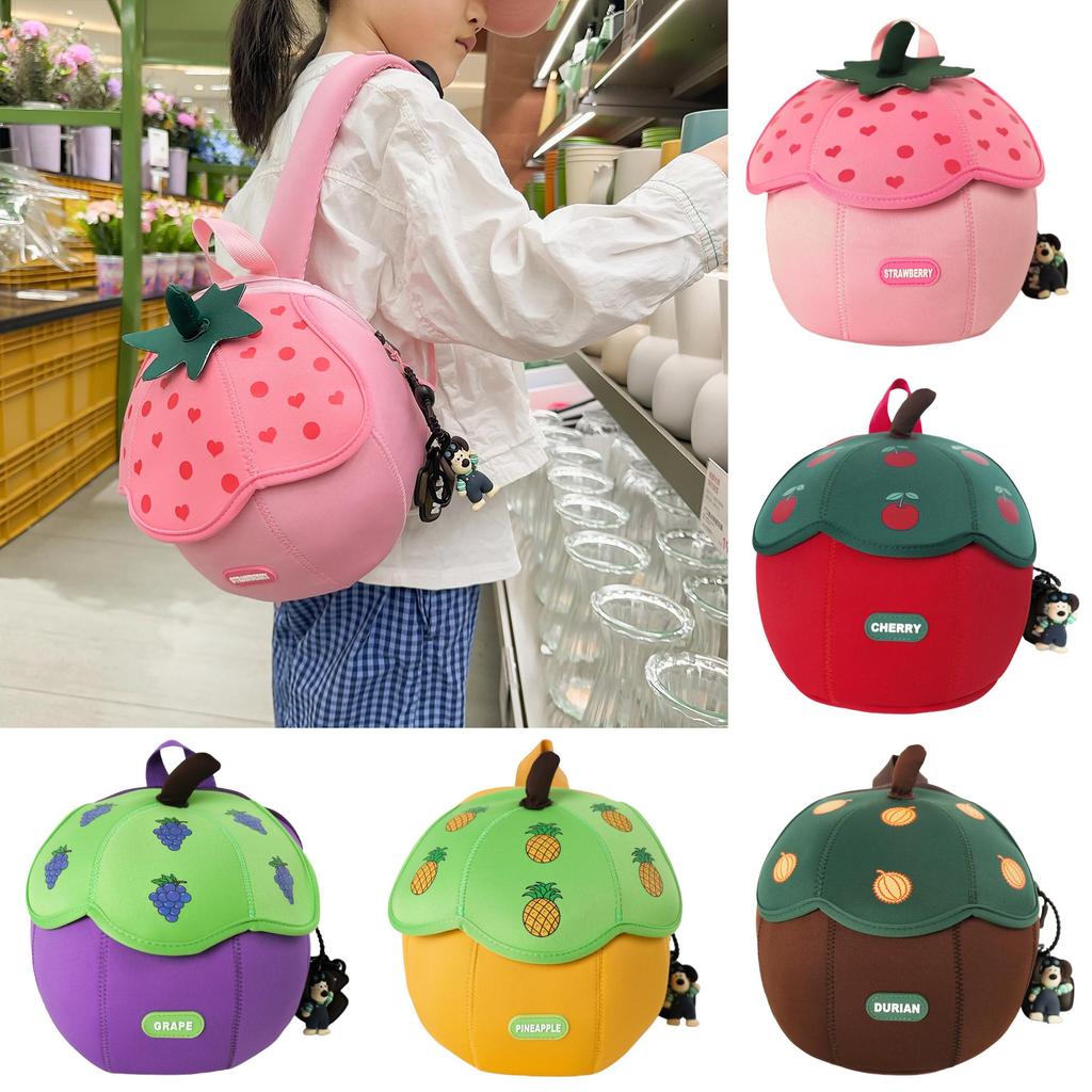 Cotton Kids Backpack With Fruit Print For Toddler Daily Use