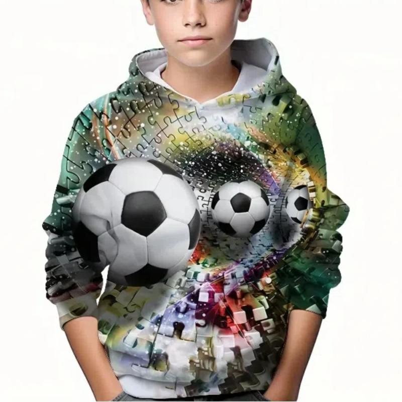 

Стильний повсякденний пуловер для хлопчиків з футбольним принтом, толстовки з довгими рукавами, толстовка для хлопчиків на весну-осінь, дитячі толстовки для активного відпочинку 130CM