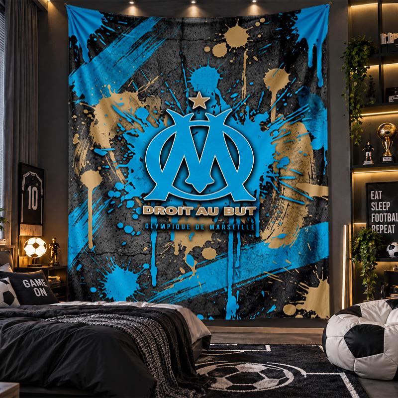Wall Hanging Tapestry Olympique Lyonnais FC Print Cloth for Living Room Bedroom Home Decor