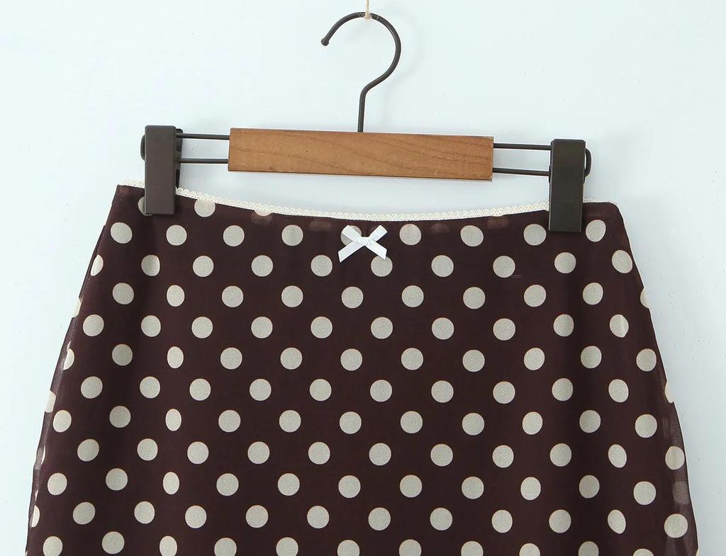 Women's Summer Polka Dot Camisole & Fishtail Midi Two-Piece Set