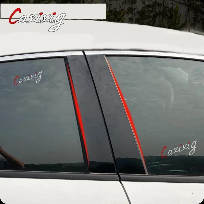 Glossy Black Window Door Column B C Pillar Post Cover Trim For Toyota Hilux Revo 2015- Carbon Fiber Mirror Effect PC Sticker чёрный