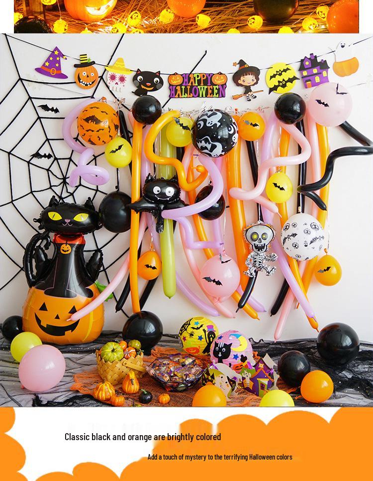Halloween Kindergarten Party Wall Decor: Balloons & Props for Kids' Atmosphere