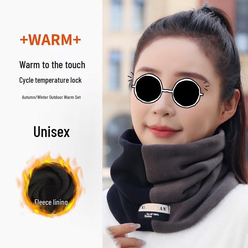 Double-Layer Aoli Velvet Neck Warmer - Unisex Two-Tone Winter Snood for Outdoor Cycling