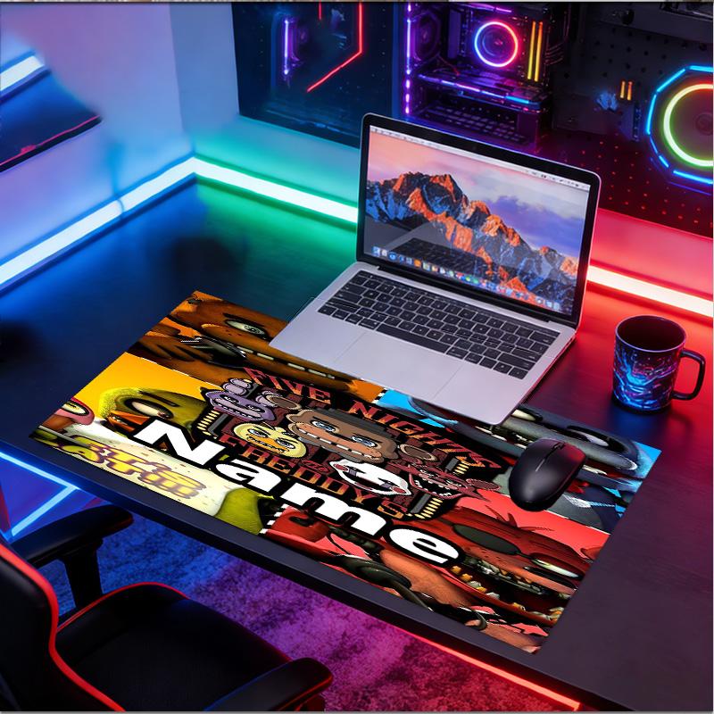 Custom Name Personalized Five Nights At Freddy's Pattern Mousepad, Laptop PC Desk Mat, Decorative Desk Mat for Home Keyboard Pad Gift