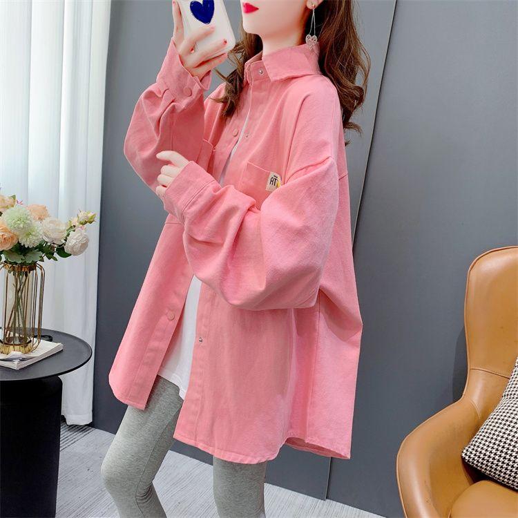 

Джинсовая рубашка ярких цветов в стиле ретро, ​​женская осенняя новинка, свободный топ с длинными рукавами, ленивый, ветрозеленый XL зелёный