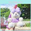 Plush Bow Bear Toy Cartoon Animal Doll Keychain Backpack Pendant Holiday Gift
