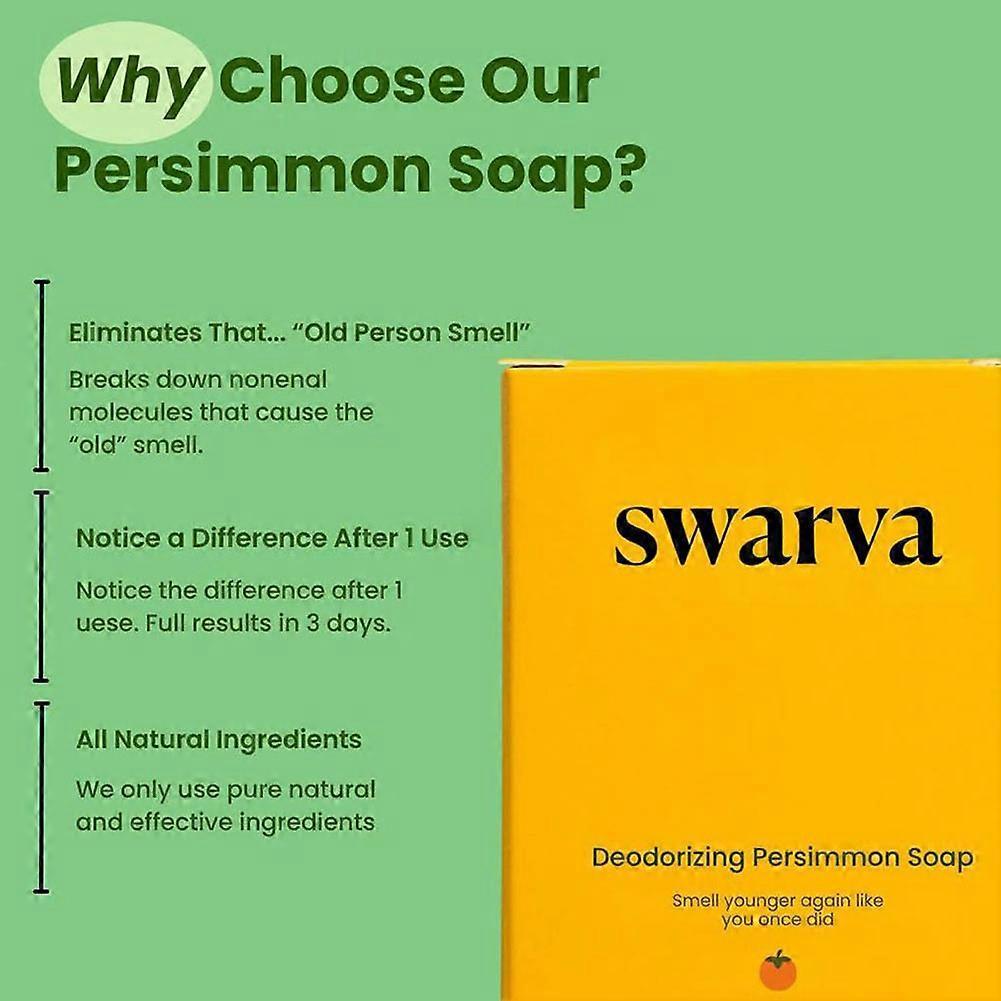 Persimmon Deodorant Soap for Body Odor Long Lasting Sweat Protection Moisturizing Bar for Men Women