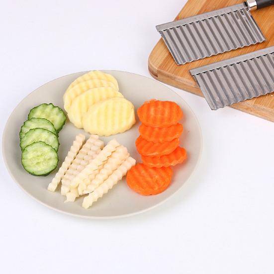 2Pcs Stainless Steel Potato Cutter Chopper Vegetable Fruit Crinkle Corrugated Slicer Egg Salad Ingredient Cutter Kitchen Gadget