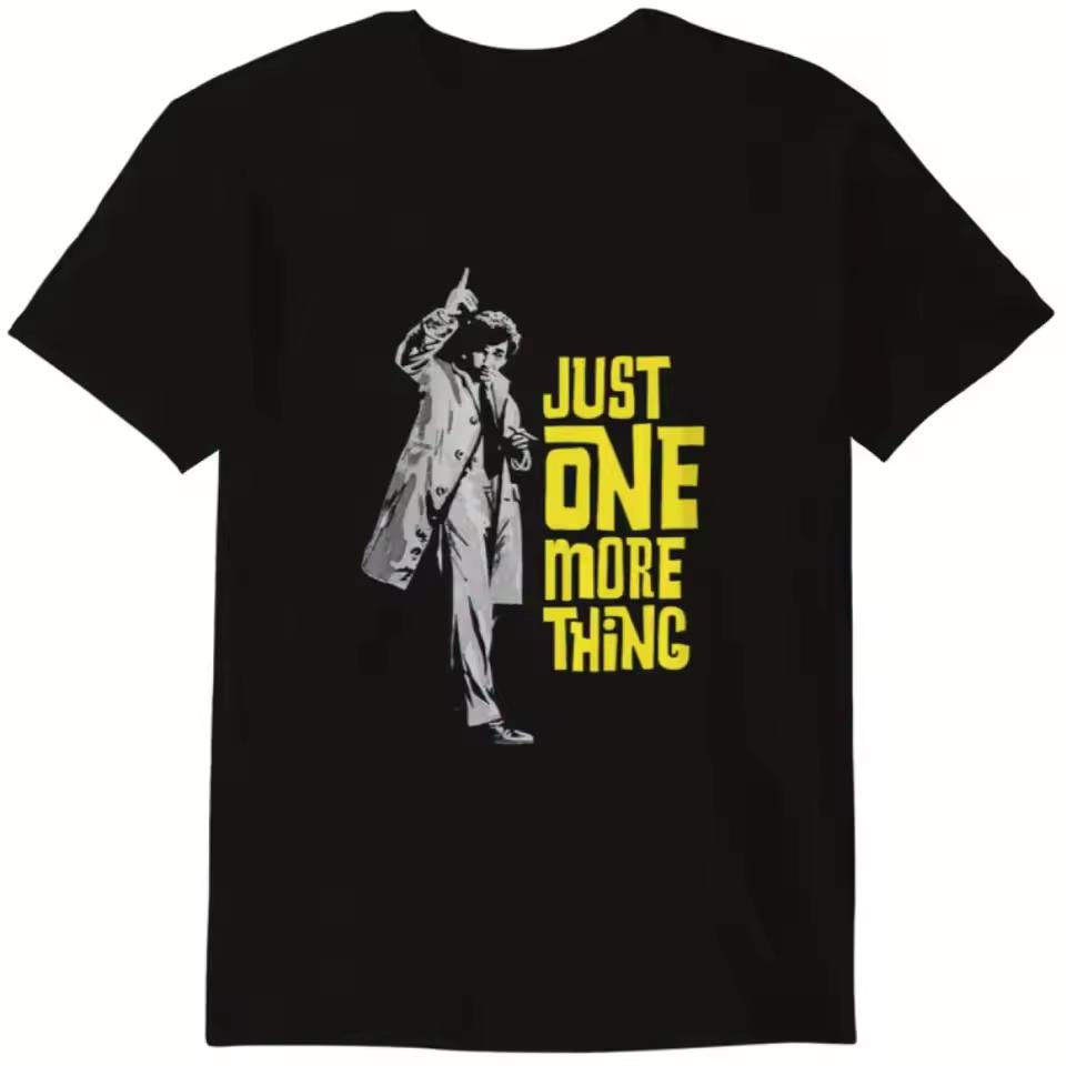 Columbo TV Show Iconic Logo Just One More Thing Catchphrase T-and kids tshirt Unisex Black Tee Columbo Character Print Soft Crew Neck Wear