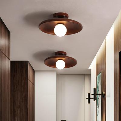 Handcrafted Wooden Ceiling Lamp with LED Lights for Corridor, Living Room, Entrance, Balcony - Wooden Disc Pendant Light Fixture