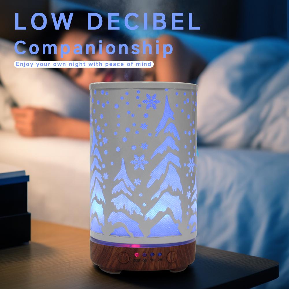 Ultrasonic Air Humidifier 100ml Timing Function Aroma Diffuser Hollowed-out Tree Humidifier Room Scent Diffuser with LED Lights