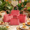 Woven Rattan Tote Basket with Handle for Grocery Shopping Picnic Gift Baskets Kitchen Bathroom Organizing Home Storage and Decor