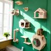 Árvore para Gatos Prateleiras de Escalada Fixadas na Parede Rede de Madeira com Escada e Ponte para Gatos para Poleiro de Gato Dormir Animal de Estimação Playground Interno