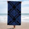 Blue Baroque Pattern Beach Towel | Ultra-Absorbent, Quick-Dry, Comfortable & Practical for Beach, Pool, Bathroom, Yoga, Fitness
