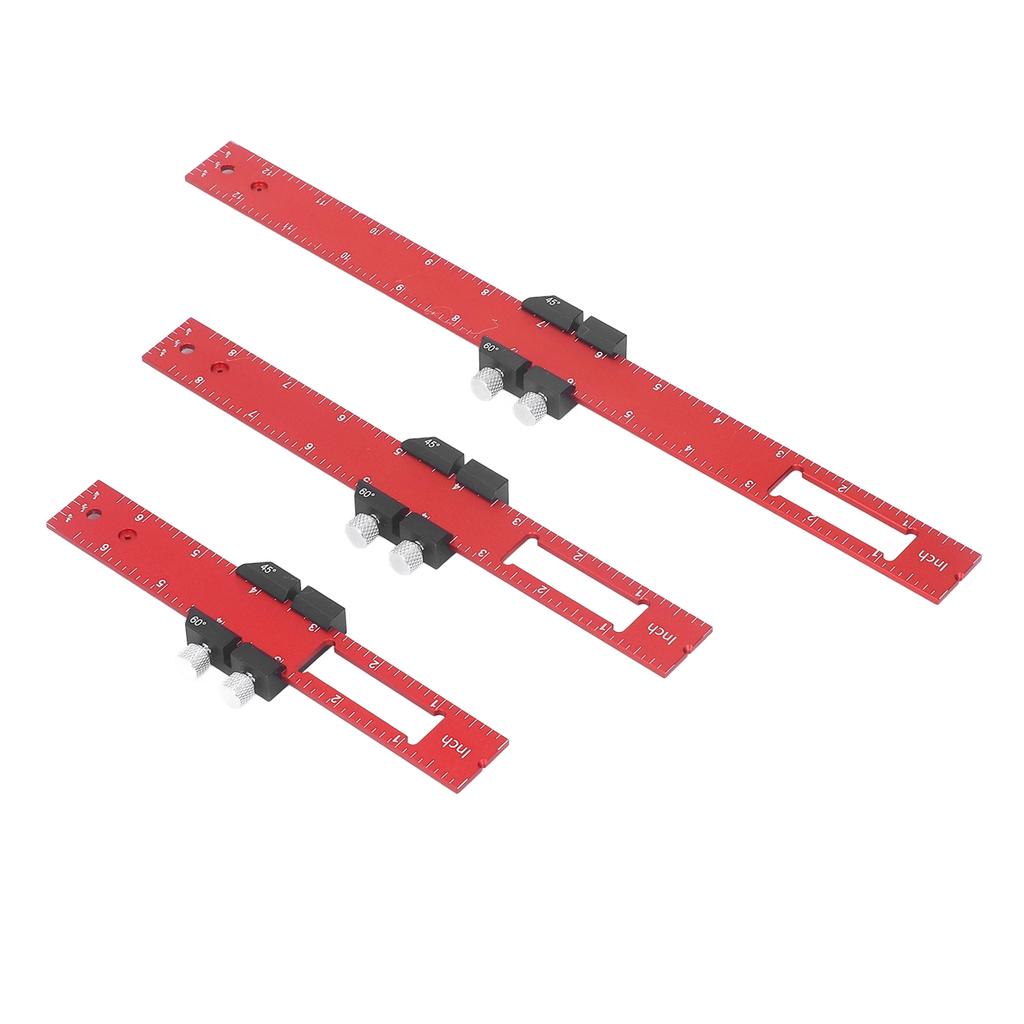3Pcs Woodworking Ruler Set Accurate Metal Slide T Type Square Scribing Marking Measuring Tool