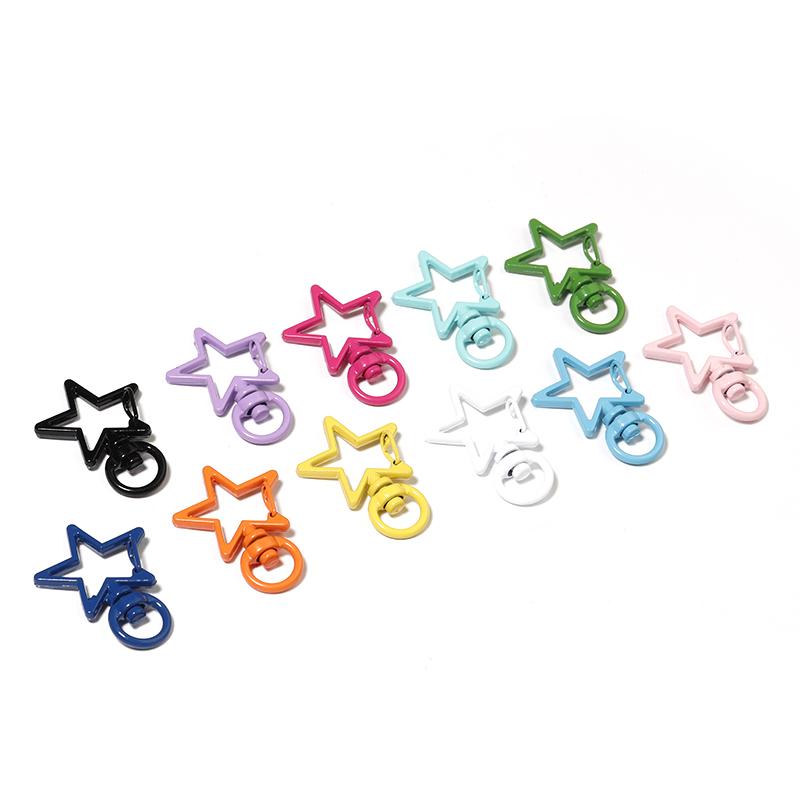 10 PCS/Lot Alloy Lobster Clasp Color of The Lacquer That Bake the Moon Heart Five-pointed Star Shape Diy Manual Connector Ring