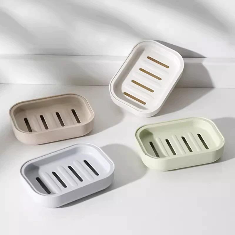 Jabonera de drenaje de doble capa para baño, soporte creativo para jabón de plástico
