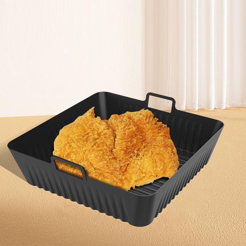 Air Fryer Silicone Pot Square 6.8in Foldable Air Fryer Basket Food Grade Non Stick Easy Cleaning Reusable Silicone Basket