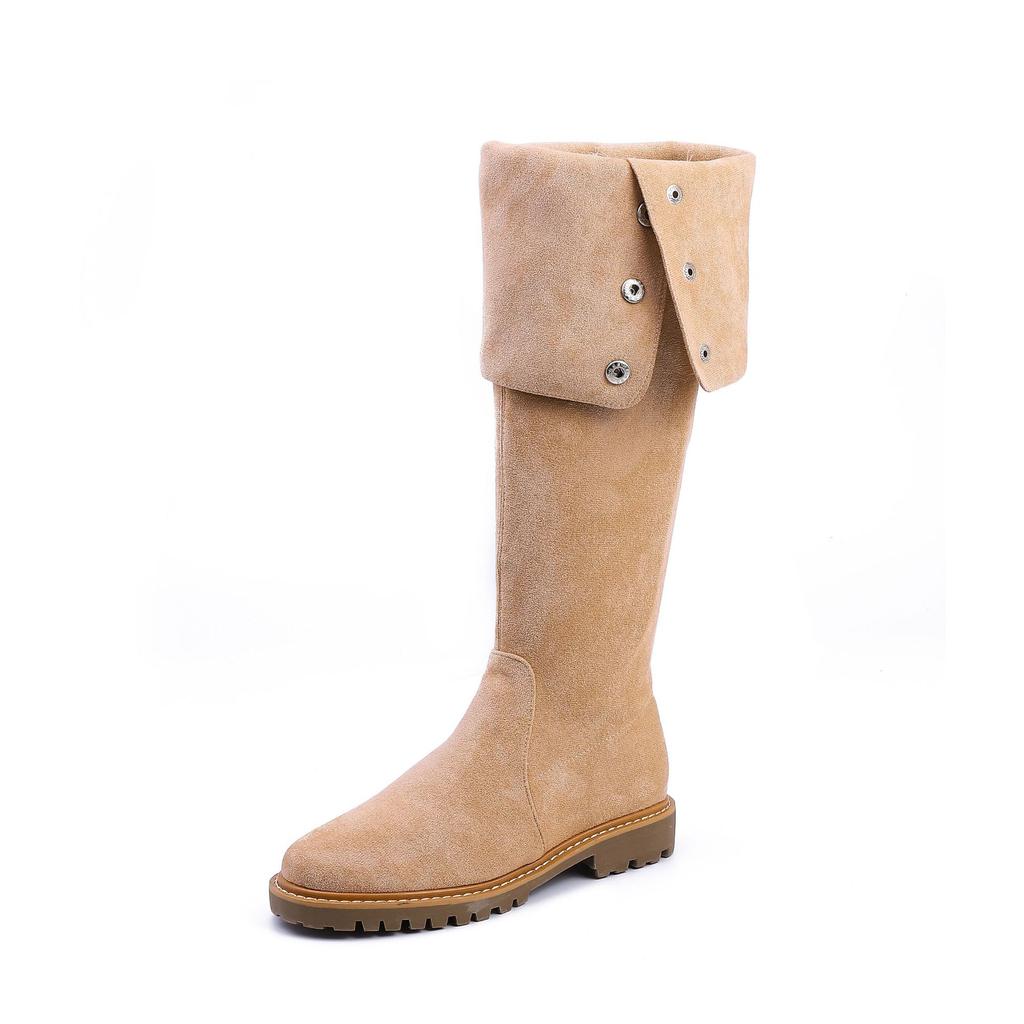 Grape mother winter new long snow boots knee thick velvet warm boots 2025 Korean version comfortable thick-soled heightening boots